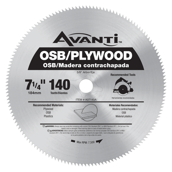 Avanti 7-1/4" X 140t Plywood circular saw cutter