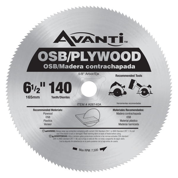 Avanti 6-1/2" X 140t Plywood Circular Saw Blade