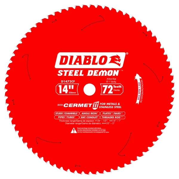 14 in. x 72 Tooth Steel Demon Metal Cutting Saw Blade for 1800 Max. RPM Saw