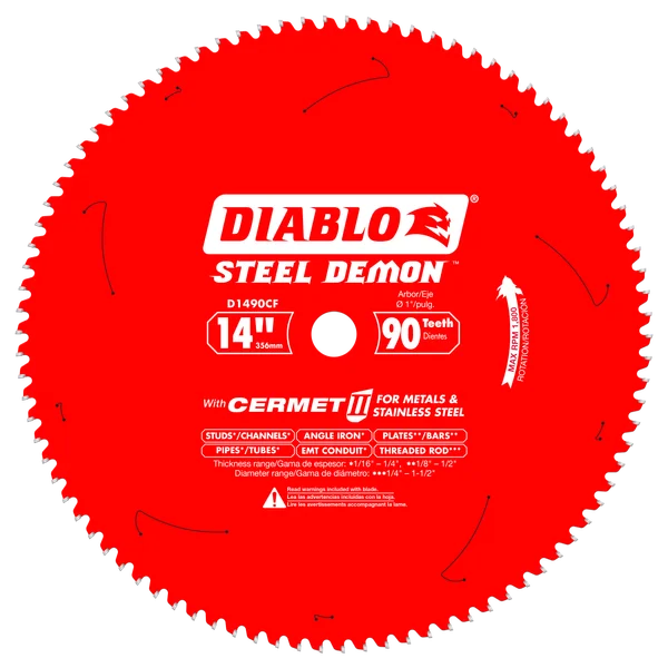 14 in. x 90 Tooth Steel Demon Thin Metal Cutting Saw Blade for 1800 Max. RPM Saw