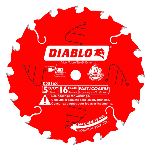 5-3/8 in. x 16 Tooth 10mm Arbor Cordless Framing Trim Saw Blade