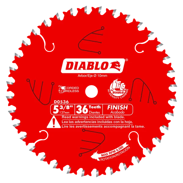 5-3/8 in. x 36 Tooth 10mm Arbor Cordless Finish Trim Saw Blade