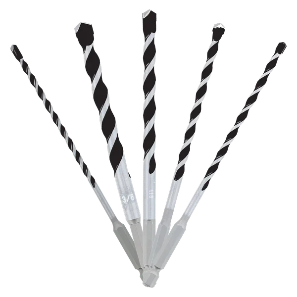 5 pc Multi-Material Carbide-Tipped Hammer Drill Bit Set (5-Piece)