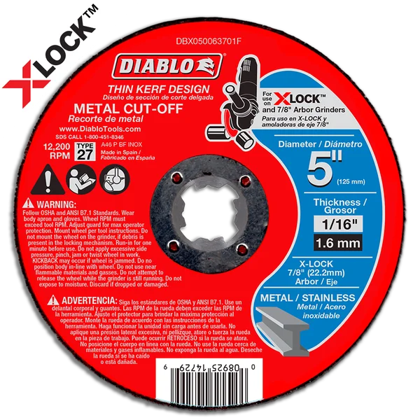 5" x 1/16" x 7/8" Type 27 Depressed Center Metal Cut-Off Disc for X-Lock and All Grinders