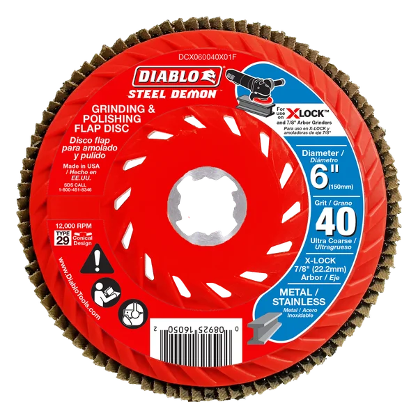 6 in. 40-Grit Flap Disc for X-Lock and All Grinders