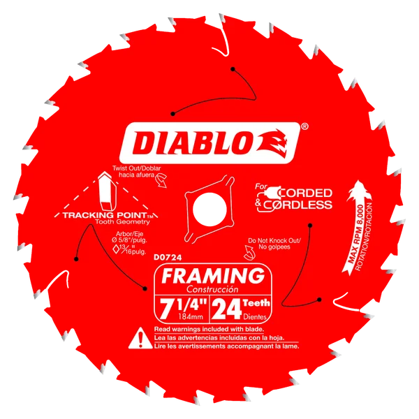 7-1/4 in. 24T Framing Blade with Tracking Pointƒ?› Tooth Design (3-Pack)