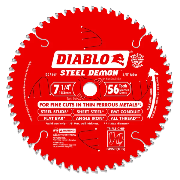 Steel Demon 7-1/4 in. x 56 Tooth Ferrous Metal Fine Saw Blade