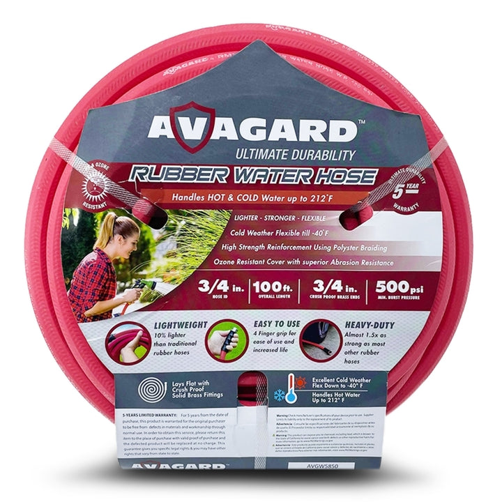 Avagard 3/4" x 100' Rubber Water Hose - High-Performance Option