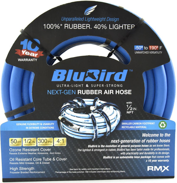 BluBird 1/2" x 50' Rubber Air Hose - Reliable Pneumatic Hoses