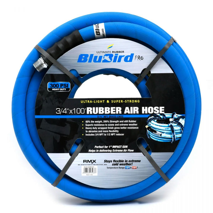 BluBird Pro 3/4" x 100' Rubber Air Hose