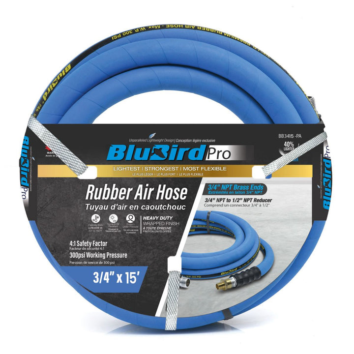 BluBird Pro 3/4" x 15' Rubber Air Hose