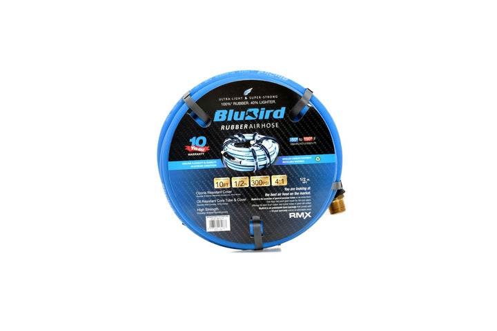 BluBird 1/2" x 10' Rubber Air Hose - Versatile Pneumatic Hoses