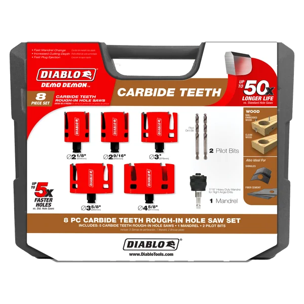 Diablo Demo Demon® Carbide Teeth Rough-In Hole Saw Set (8-Piece)