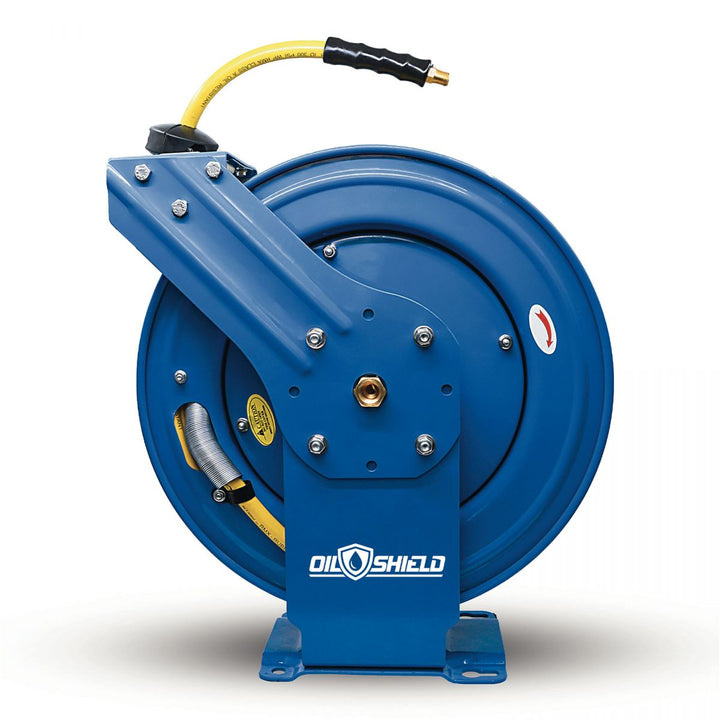 1/2 x 50' Dual Arm OilShield Pneumatic Hose Reel: Auto & Construction Grade